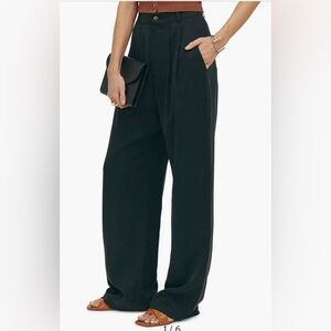 Reformation Mason Women's Wide-Leg Pants Black High Waist Relaxed Fit Size 6
